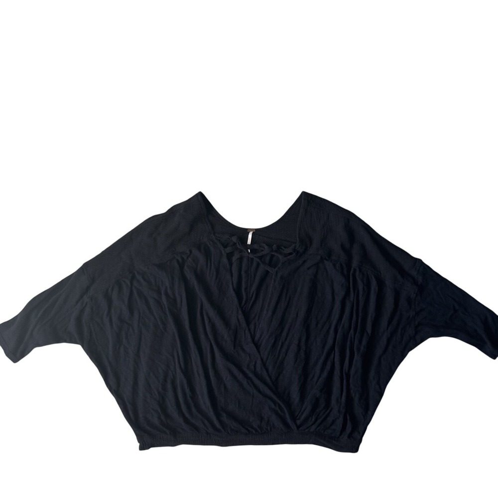 Free People Surplice Wrap Double Knot Black Top Medium - Picture 7 of 9